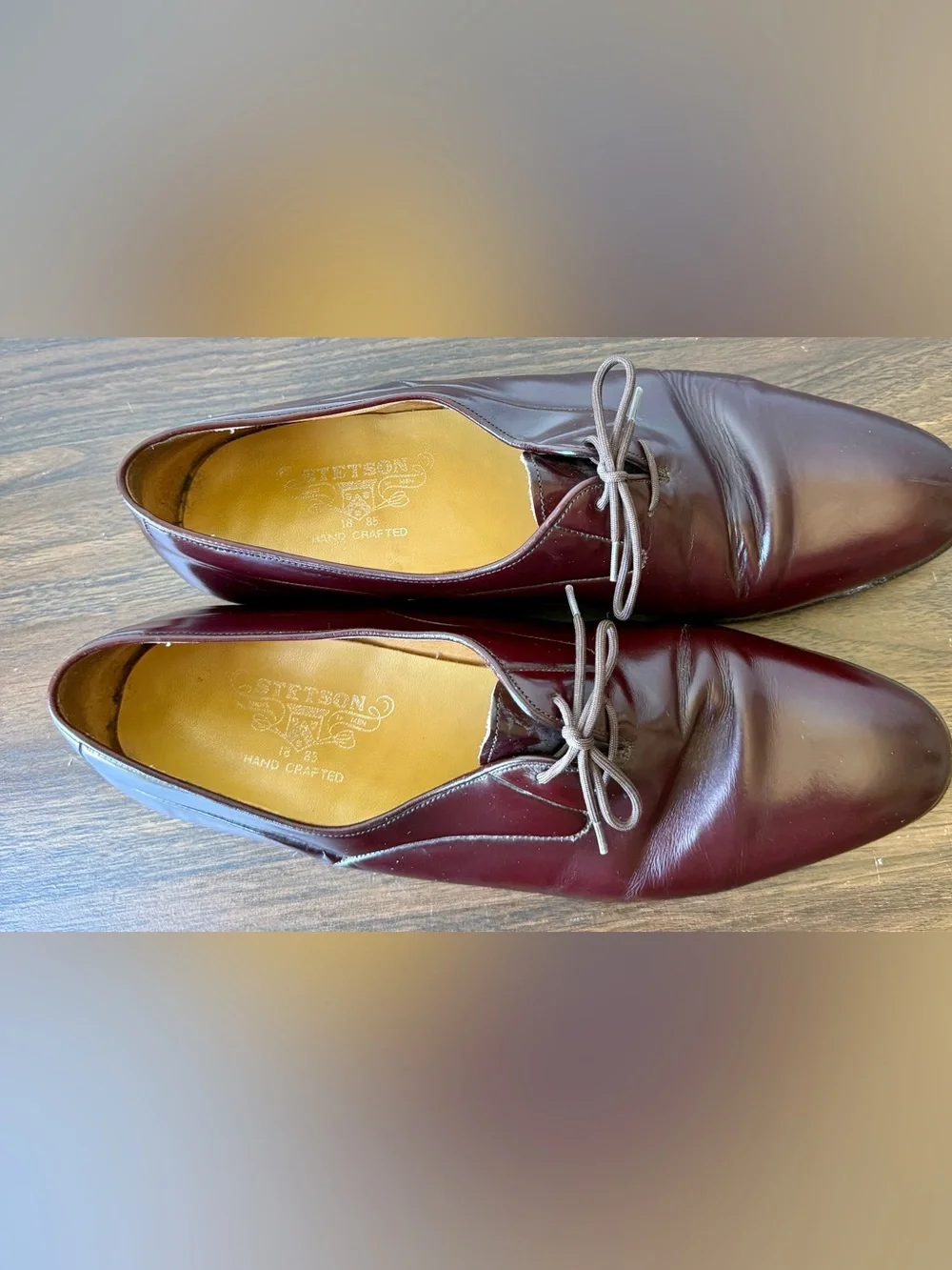 Stetson Burgundy Leather Derby Shoes